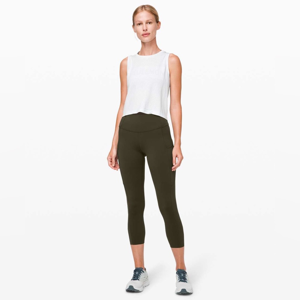 Lululemon Fast and Free High-Rise Crop II 23" *Non-Reflective in Dark Olive Sz 6